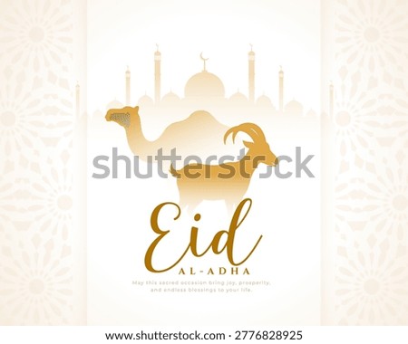 elegant eid al adha mosque background with goat and camel silhouette
