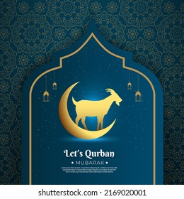 Elegant Eid al adha mubarak design template Stories Collection. Islamic background with goat and mandala ornament.