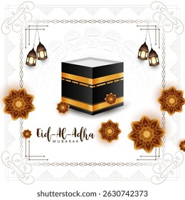 Elegant Eid al adha mubarak Islamic traditional card design vector