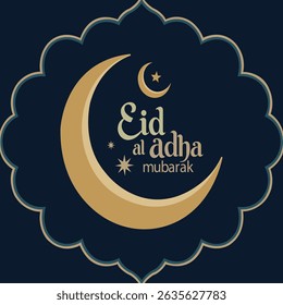 Elegante Eid al-Adha Crescent Design, Festival Islâmico Celebração Lua, Eid Clássico Saudação Ilustração Gráfico, Eid Decoração Adha Vetor de fundo.