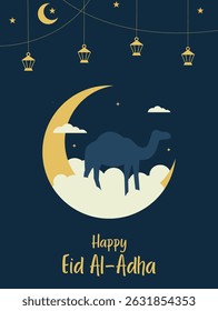 Elegant Eid al-Adha Greeting design, Perfect for Eid al-Adha greeting cards, social media posts, festive invitations, and Islamic holiday marketing, backgrounds, E-Greetings