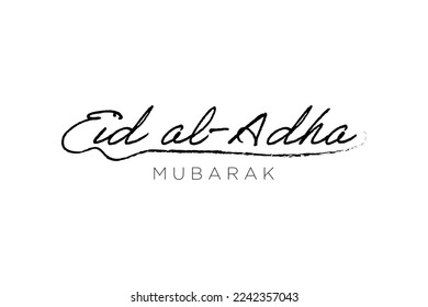 Elegant Eid al-Adha Mubarak Calligraphic Stroke Free hand lettering isolated on white background. Vector Illustration. EPS 10.