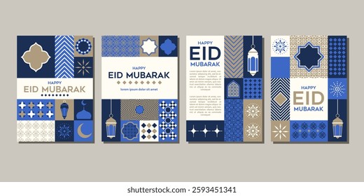 elegant eid mubarak background collection for greeting card, poster, banner. vector eps 10