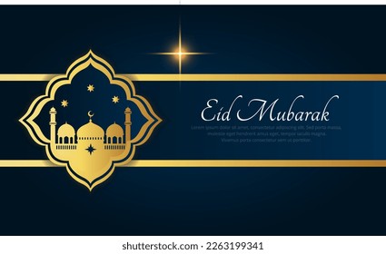Elegante eid-mubarak-Banner-Vorlage mit Moschee und Halbmond-Vektorgrafik