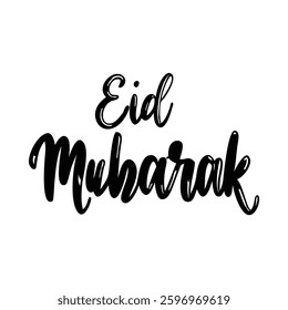 Elegant Eid Mubarak Calligraphy Design.A beautiful, hand-lettered "Eid Mubarak" greeting, perfect for Islamic celebrations.