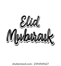 Elegant Eid Mubarak Calligraphy Design.A beautiful, hand-lettered "Eid Mubarak" greeting, perfect for Islamic celebrations.