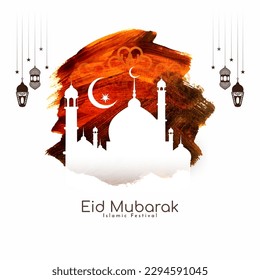 Elegant Eid Mubarak festival celebration Islamic background design vector