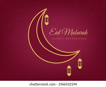 elegant eid mubarak islamic background with crescent moon