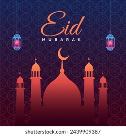 Elegantes Eid Mubarak islamischen Hintergrund Poster und Banner-Design.