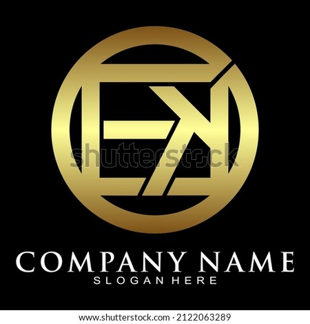 Elegant EK alphabet with gold logo design Stok fotoğraf © 
