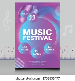 elegant electronic music party festival flyer in creative style with modern sound wave shape Template design