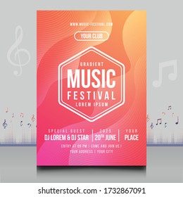 elegant electronic music party festival flyer in creative style with modern sound wave shape Template design