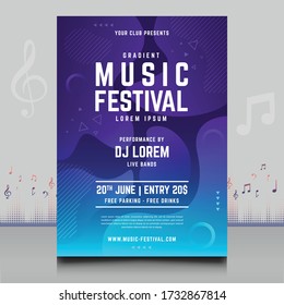 elegant electronic music party festival flyer in creative style with modern sound wave shape Template design