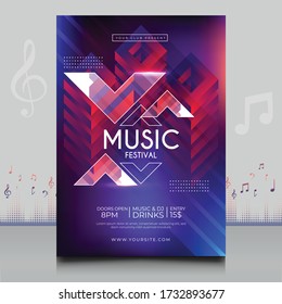 elegant electronic music party festival flyer in creative style with modern sound wave shape Template design