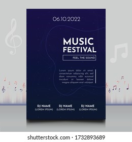 elegant electronic music party festival flyer in creative style with modern sound wave shape Template design