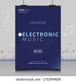 elegant electronic music party festival flyer in creative style with modern sound wave shape Template design