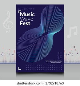 elegant electronic music party festival flyer in creative style with modern sound wave shape Template design