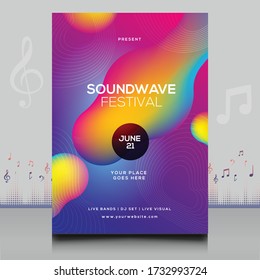 elegant electronic music party festival flyer in creative style with modern sound wave shape Template design