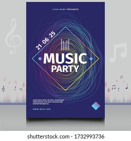 elegant electronic music party festival flyer in creative style with modern sound wave shape Template design