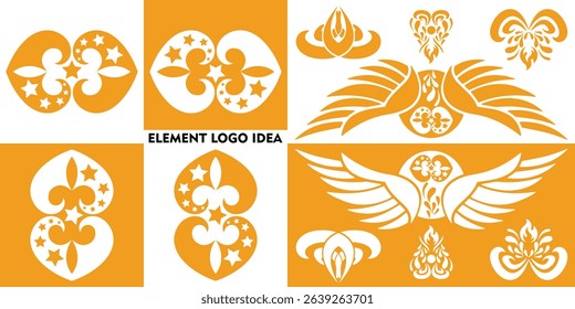Elegant element logo idea in gold color, designed in Illustrator. Perfect for modern branding with a luxury style. Ideal for business, eco, or tech logos. Clean, minimal, and highly scalable design.
