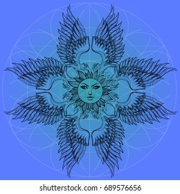 Elegant element of stylized feathers with smooth lines.