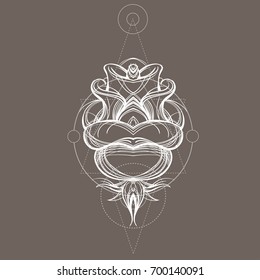 Elegant element of a stylized flower with smooth lines. Stylized floral element for design.