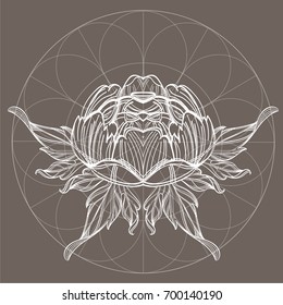 Elegant element of a stylized flower with smooth lines. Stylized floral element for design.