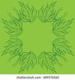 Elegant element of stylized leaves with smooth lines. A round ornamental floral pattern.