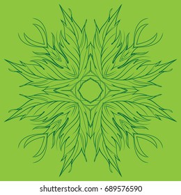 Elegant element of stylized leaves with smooth lines. A round ornamental floral pattern.