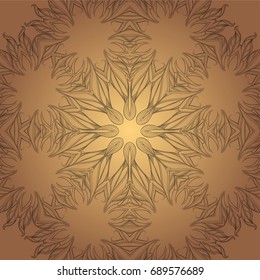 Elegant element of stylized leaves with smooth lines. A round ornamental floral pattern.