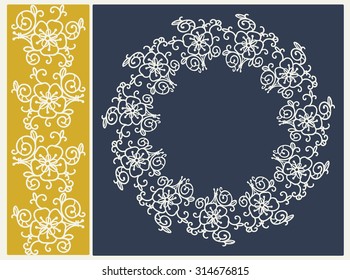 Elegant elements for your design. Frame and seamless hand-drawn border