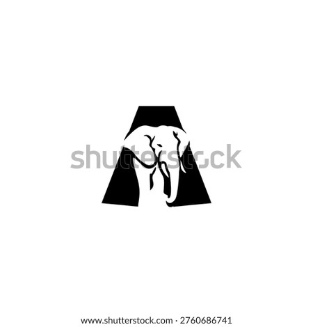 Elegant elephant head with alphabet A. Strong, wise, and minimalist design for professional corporate branding.