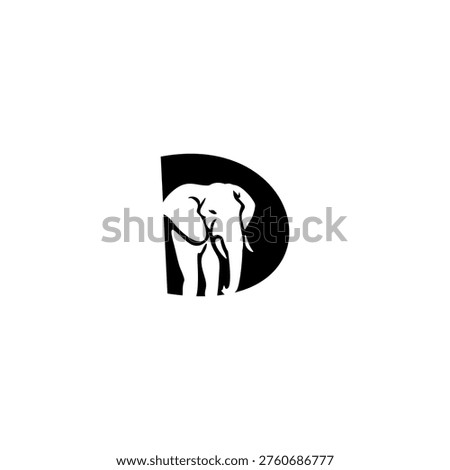 Elegant elephant head with alphabet D. Strong, wise, and minimalist design for professional corporate branding.