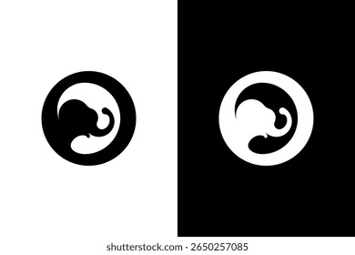 Silhueta de Elefante Elegante em Design Circular