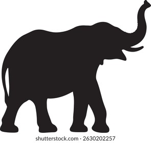 Elegant elephant silhouette vector illustration. Perfect for wildlife, safari, or nature-themed designs. Clean, bold, and versatile for logos, posters, or print projects.