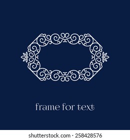 Elegant elongated frame with space for text in outline style. Vector illustration.