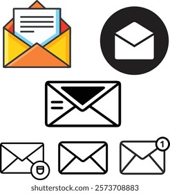 Elegant Email Icons Set with Six Unique Designs