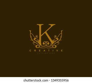 elegant emblem frame letter K monogram logo design template