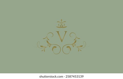 Elegant emblem logo with exquisite letter V. Business monogram emblem icon, symbol. Vector illustration.