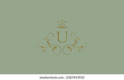 Elegant emblem logo with exquisite letter U. Business monogram emblem icon, symbol. Vector illustration.