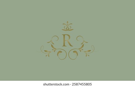 Elegant emblem logo with exquisite letter R. Business monogram emblem icon, symbol. Vector illustration.