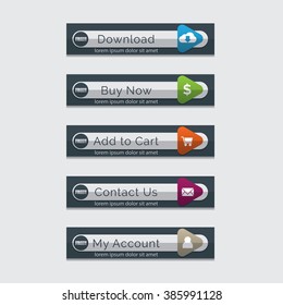 Elegant emboss web buttons set, easy to edit and color change
