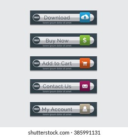 Elegant emboss web buttons set, easy to edit and color change