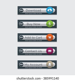 Elegant emboss web buttons set, easy to edit and color change