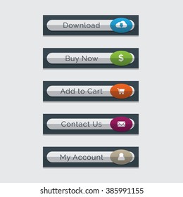 Elegant emboss web buttons set, easy to edit and color change