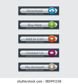Elegant emboss web buttons set, easy to edit and color change
