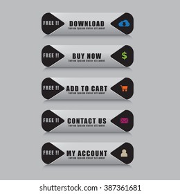 Elegant emboss web buttons set, easy to edit and color change