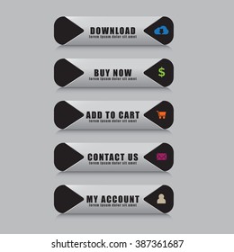 Elegant emboss web buttons set, easy to edit and color change
