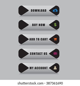 Elegant emboss web buttons set, easy to edit and color change