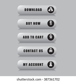 Elegant emboss web buttons set, easy to edit and color change